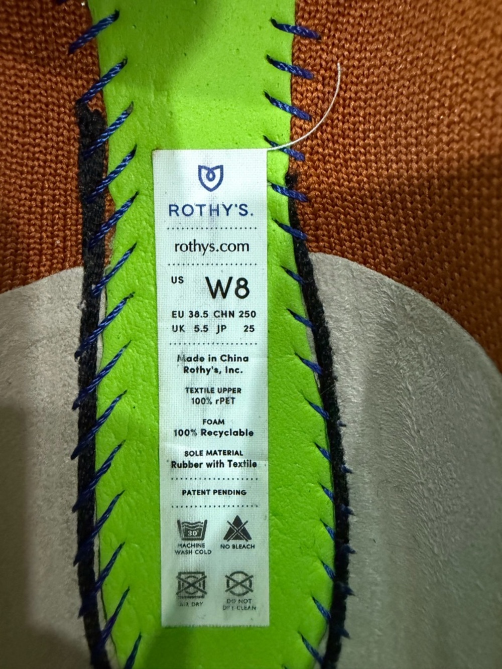 Rothy's Ballet Flats The Point Amber Textile Womens Size 8 Comfort Shoes - Picture 7 of 7